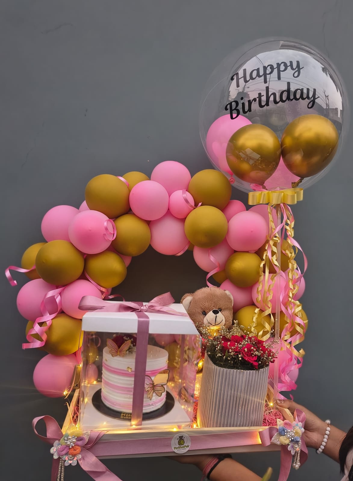 Balloon Birthday Hamper With Cake